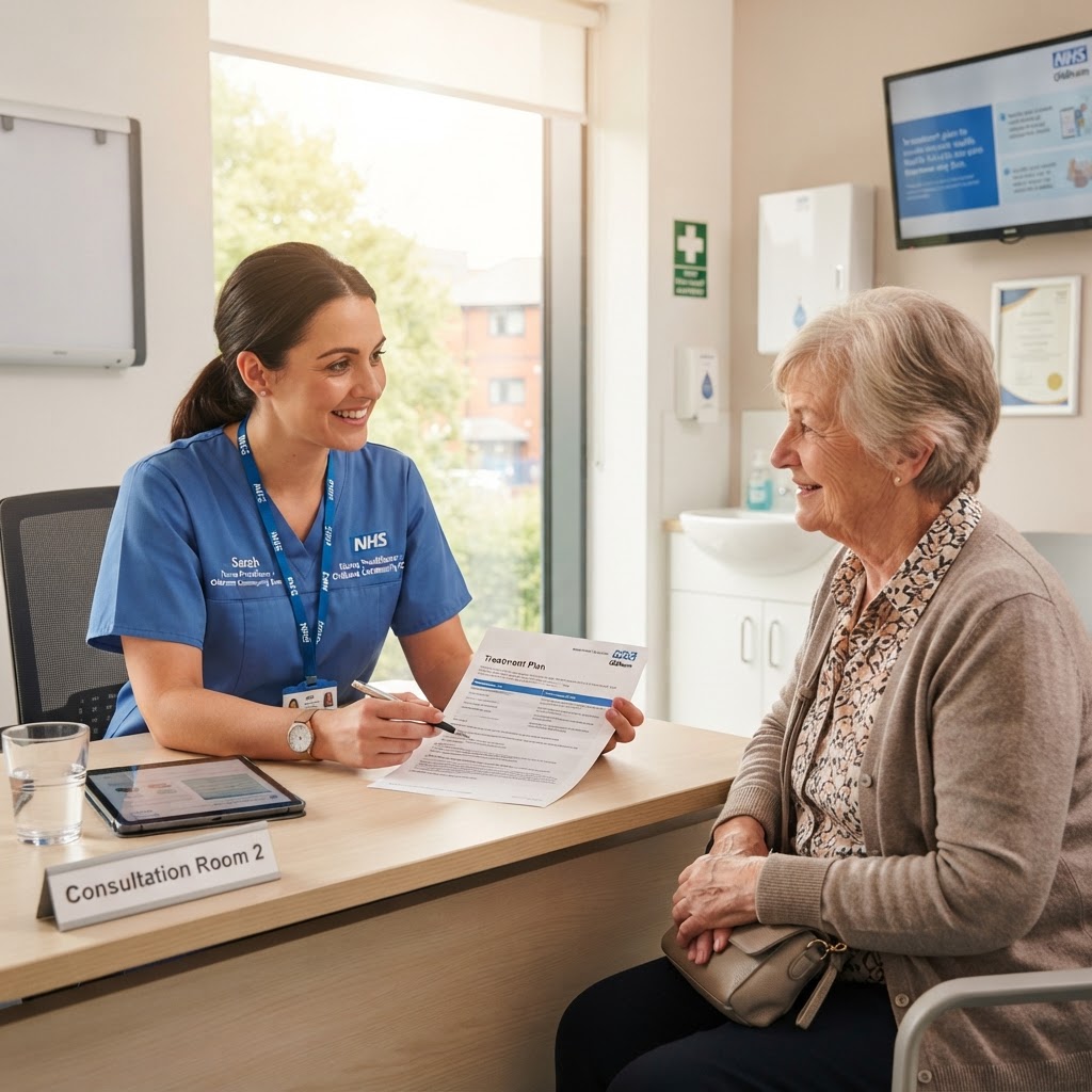 Nurse explaining an appointment